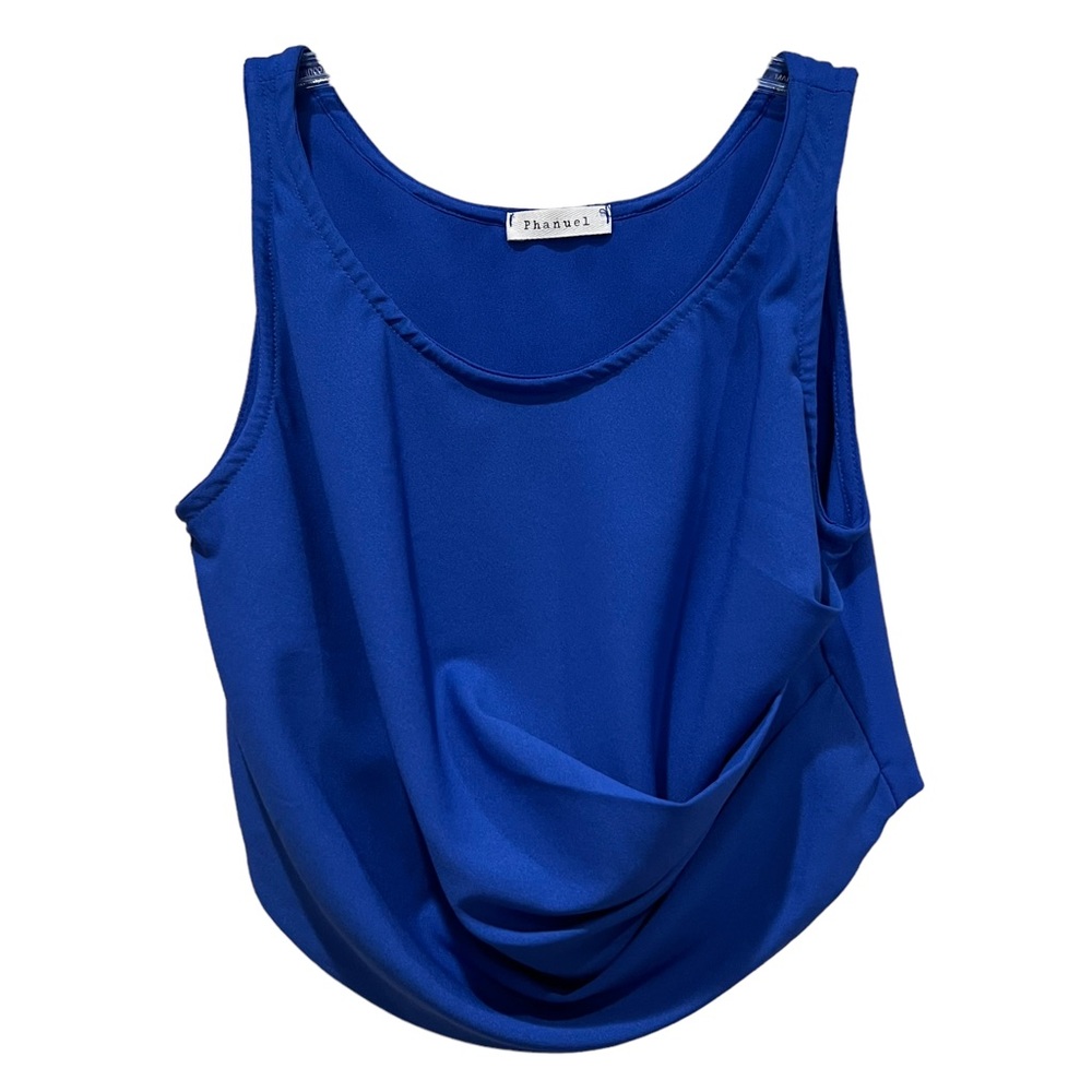 Phanuel crop tank top drop front royal blue size small